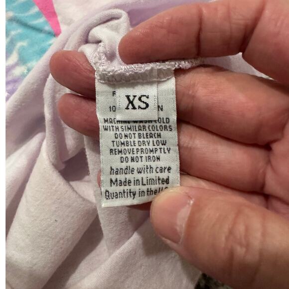 Lauren Moshi Edda Tie Dye Tongue Ultra Soft Lightweight Vintage Tee White, XS - Picture 5 of 8